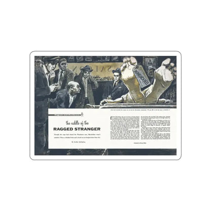 The Riddle of the Ragged Stranger, Cavalier, May 1958 (Magazine Illustration) STICKER Vinyl Die-Cut Decal White Die-Cut 2 Inch - The Sticker Space