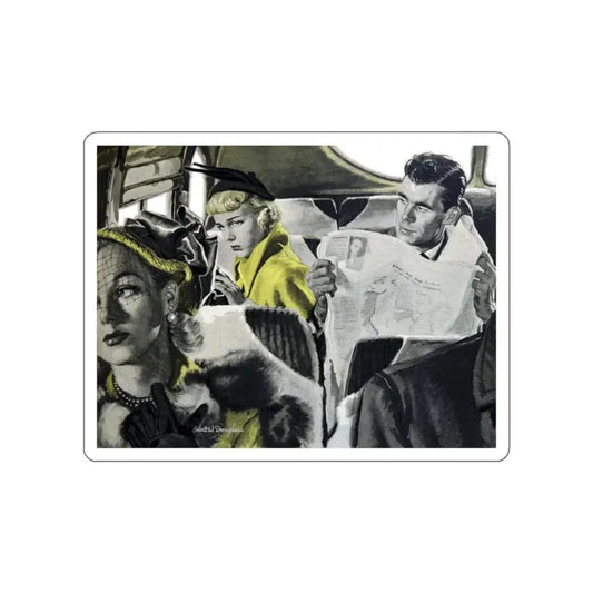 The Ride Home, Woman's Day, March 1950 (Magazine Illustration) STICKER Vinyl Die-Cut Decal White Die-Cut 2 Inch - The Sticker Space