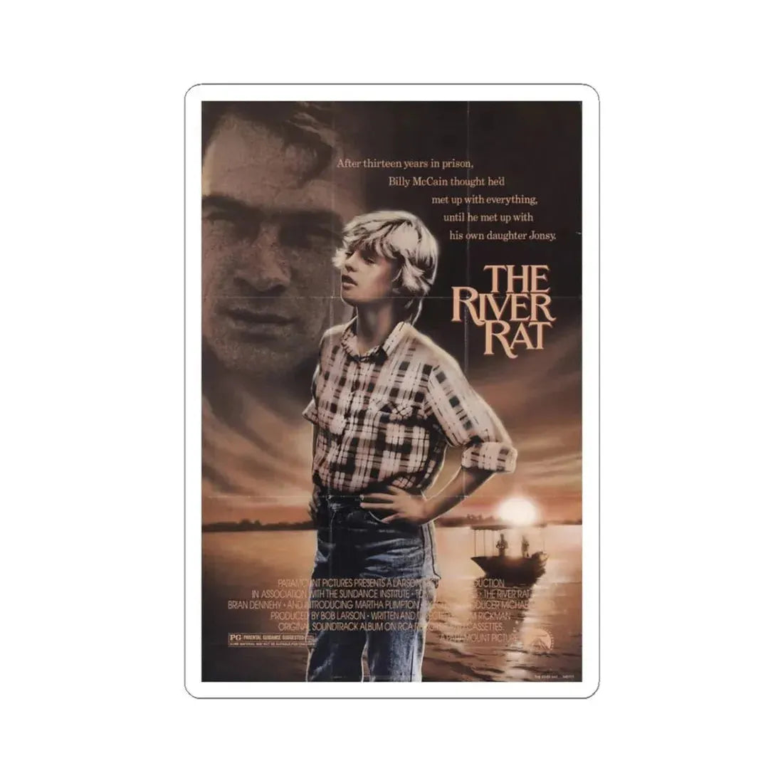 The River Rat 1984 Movie Poster - STICKER Vinyl Kiss-Cut Decal 3 Inch White - The Sticker Space