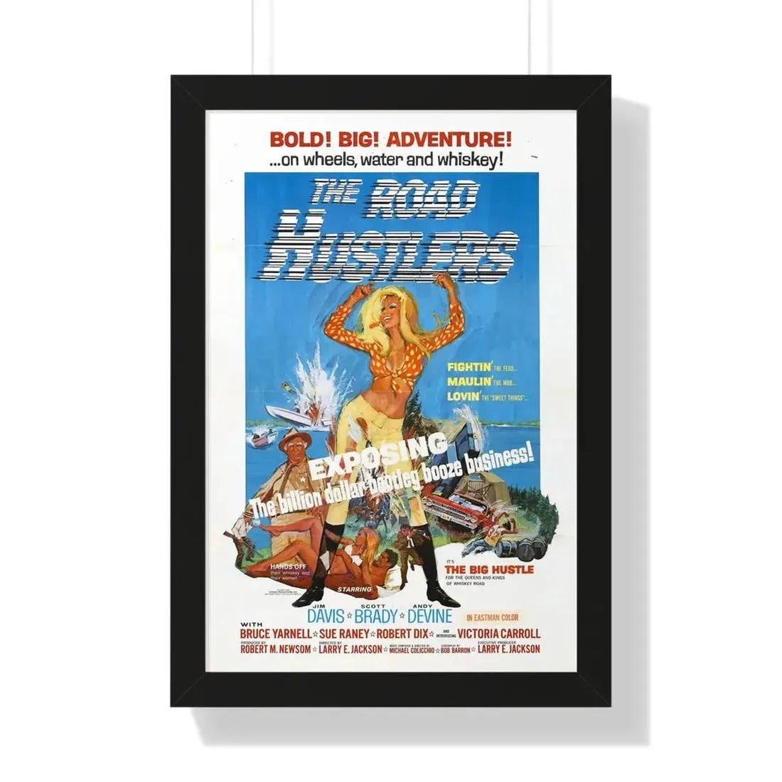 THE ROAD HUSTLERS 1968 - Framed Movie Poster 16″ x 24″ Black - The Sticker Space