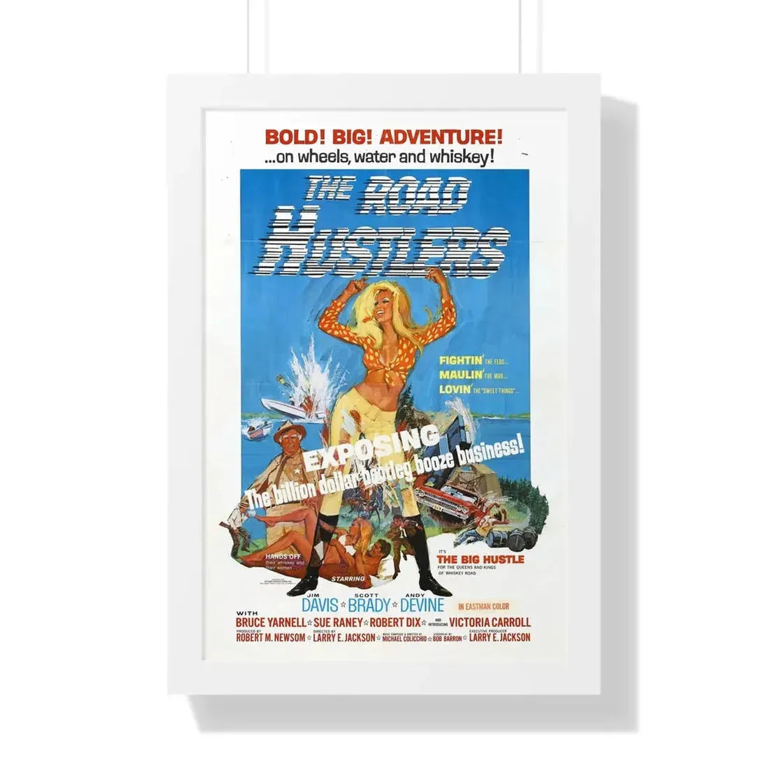THE ROAD HUSTLERS 1968 - Framed Movie Poster 16″ x 24″ White - The Sticker Space
