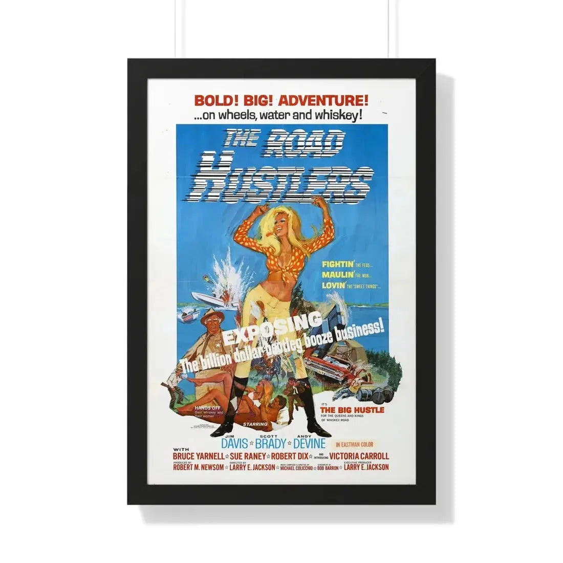 THE ROAD HUSTLERS 1968 - Framed Movie Poster 20" x 30" Black - The Sticker Space