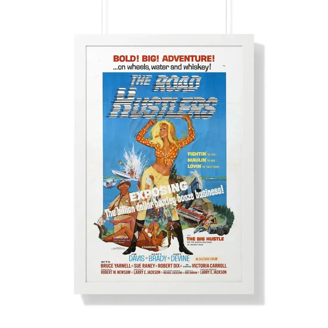 THE ROAD HUSTLERS 1968 - Framed Movie Poster 20" x 30" White - The Sticker Space