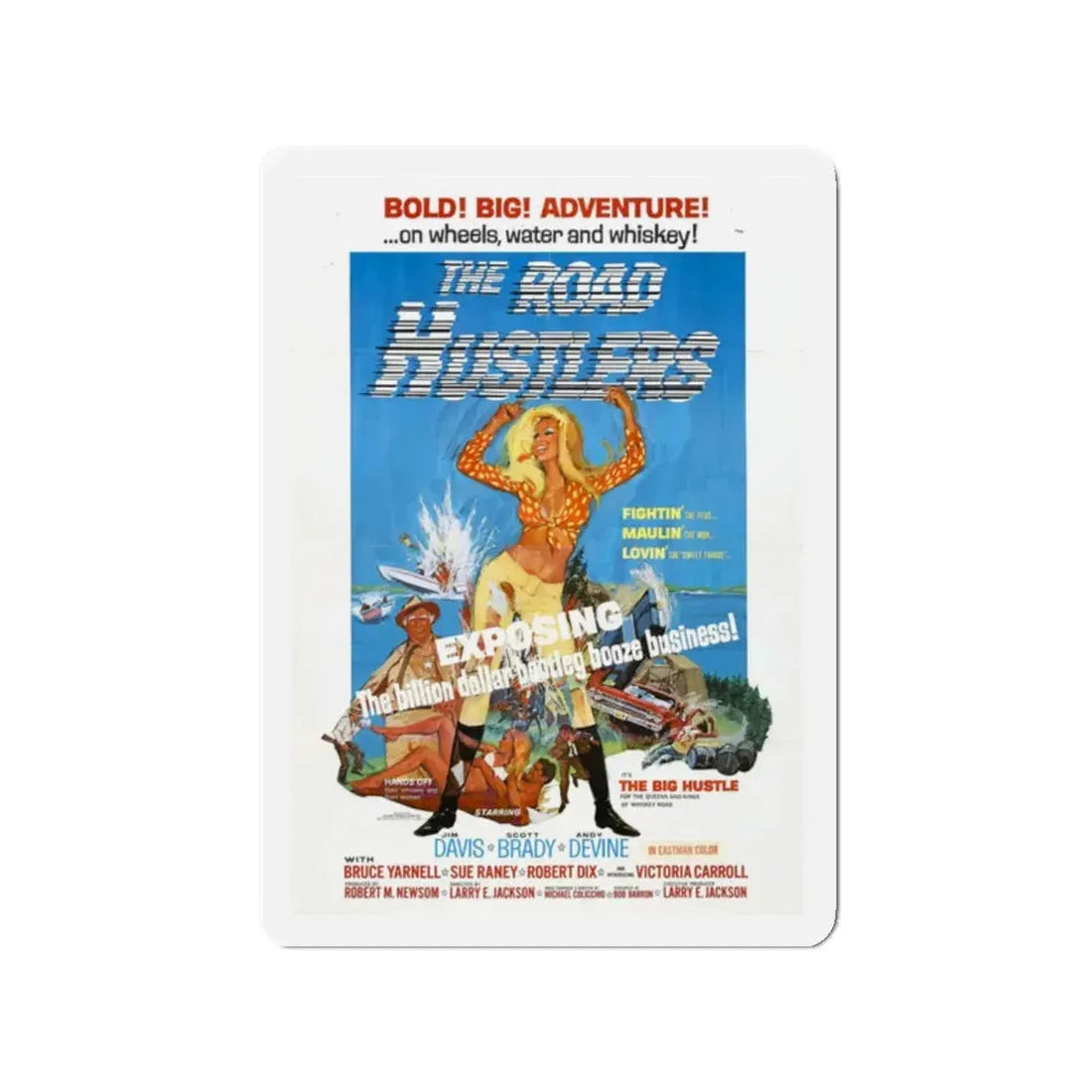 THE ROAD HUSTLERS 1968 Movie Poster - Refrigerator Magnet 2 Inch - The Sticker Space