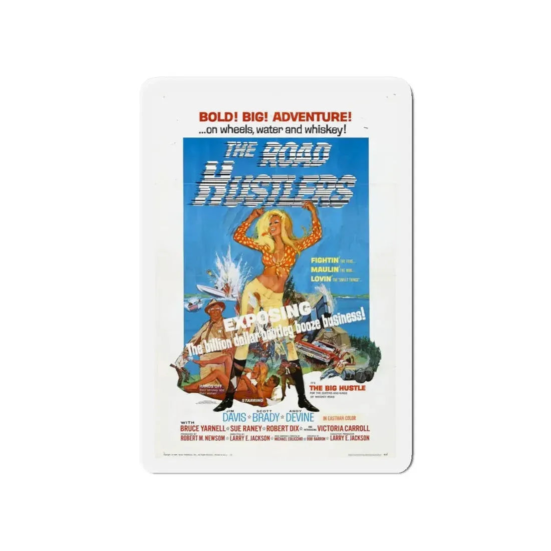 THE ROAD HUSTLERS 1968 Movie Poster - Refrigerator Magnet 4 Inch - The Sticker Space