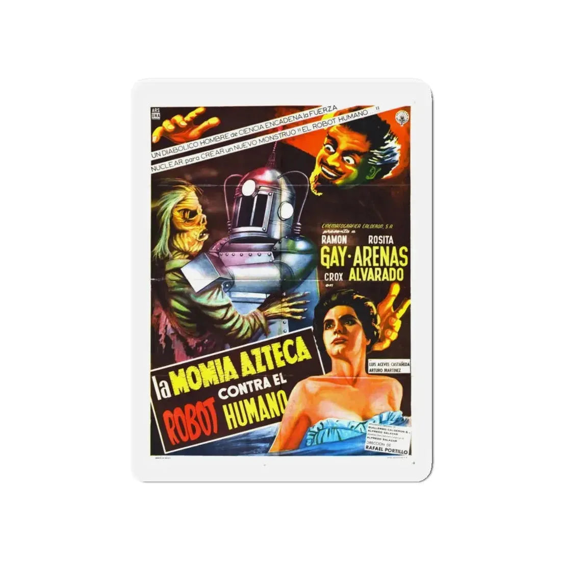 THE ROBOT VS THE AZTEC MUMMY 1958 Movie Poster - Refrigerator Magnet 4 Inch Die-Cut - The Sticker Space
