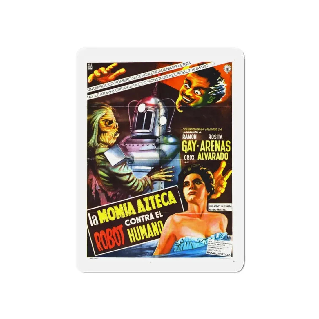 THE ROBOT VS THE AZTEC MUMMY 1958 Movie Poster - Refrigerator Magnet 5 Inch Die-Cut - The Sticker Space