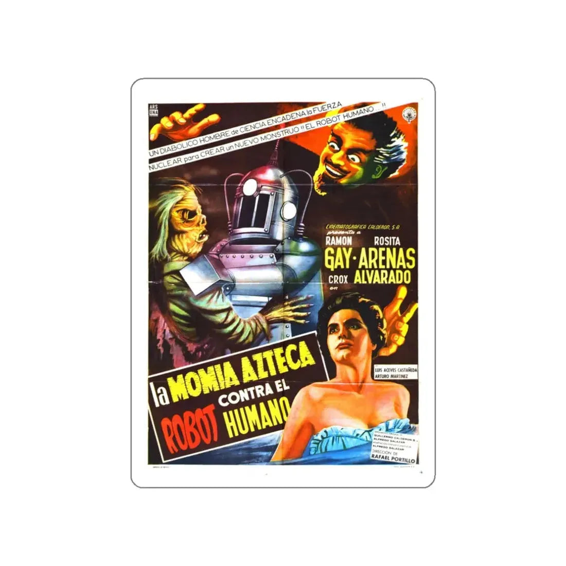 THE ROBOT VS THE AZTEC MUMMY 1958 Movie Poster STICKER Vinyl Die-Cut Decal 3 Inch - The Sticker Space