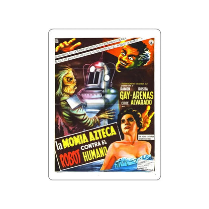 THE ROBOT VS THE AZTEC MUMMY 1958 Movie Poster STICKER Vinyl Die-Cut Decal 4 Inch - The Sticker Space