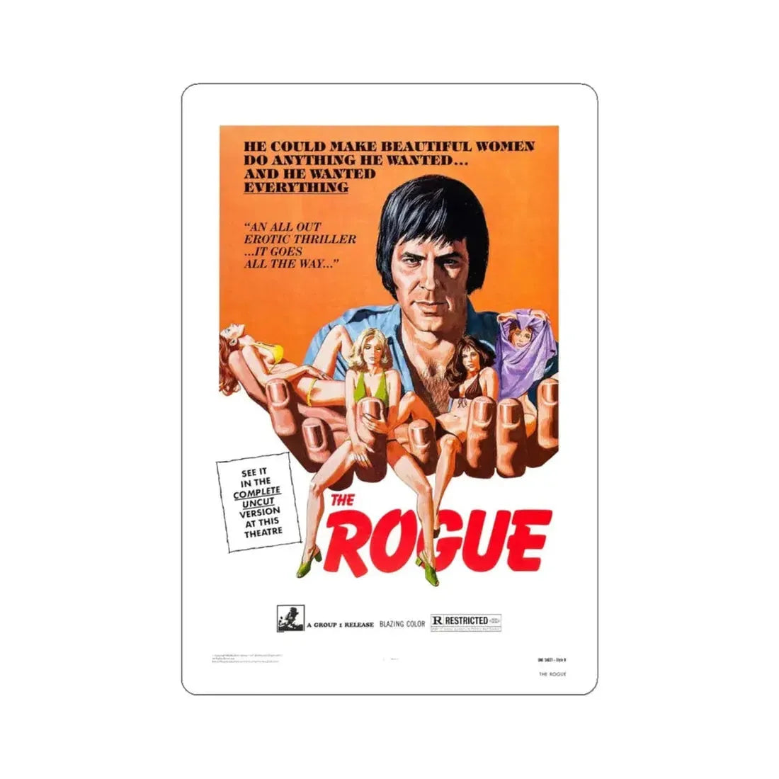 THE ROGUE 1971 Movie Poster - STICKER Vinyl Kiss-Cut Decal 6 Inch White - The Sticker Space