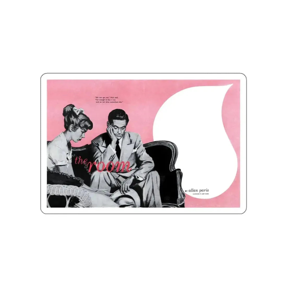 The Room, Cosmopolitan, July 1947 (Magazine Illustration) STICKER Vinyl Die-Cut Decal White Die-Cut 5 Inch - The Sticker Space