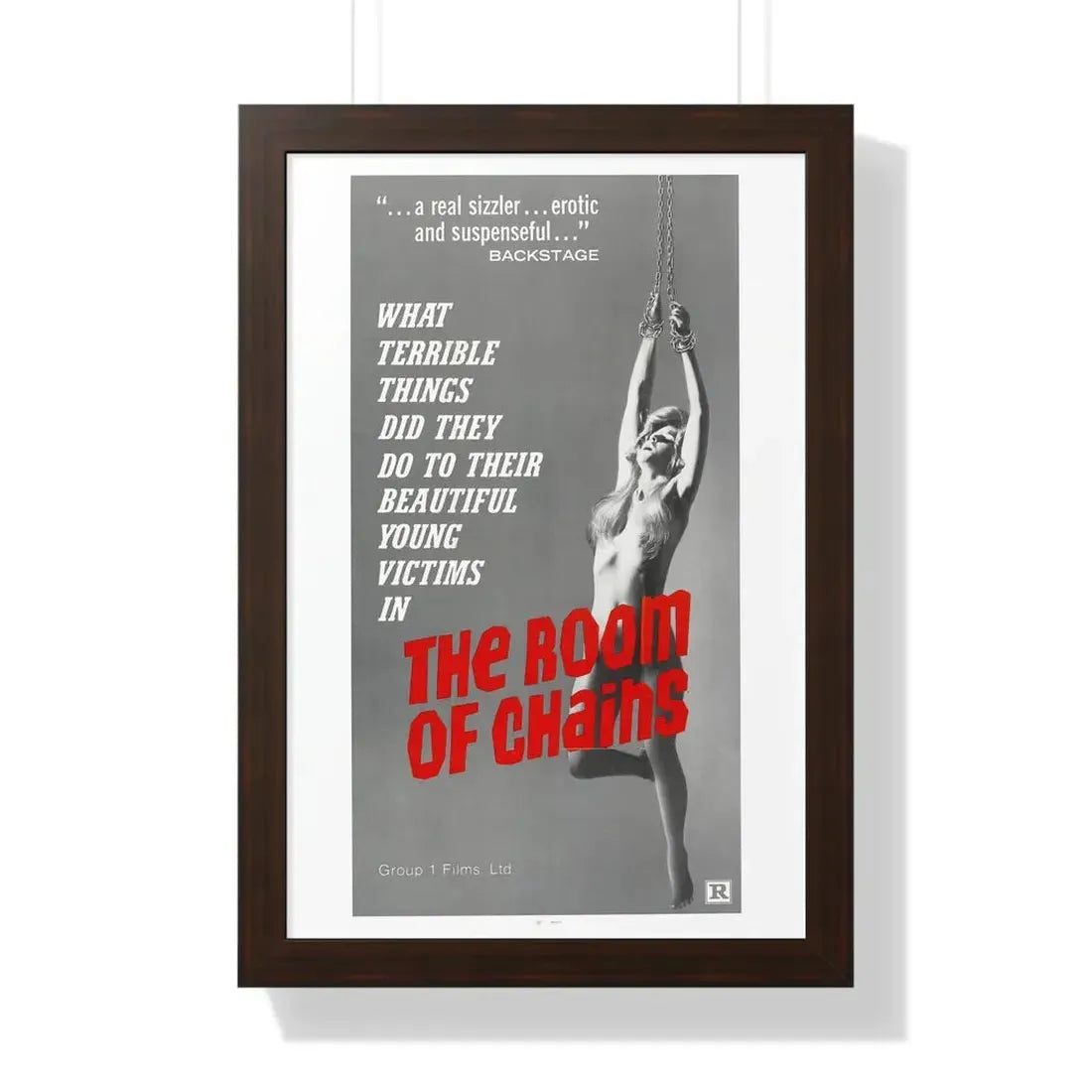 THE ROOM OF CHAINS 1970 - Framed Movie Poster 16″ x 24″ Walnut - The Sticker Space