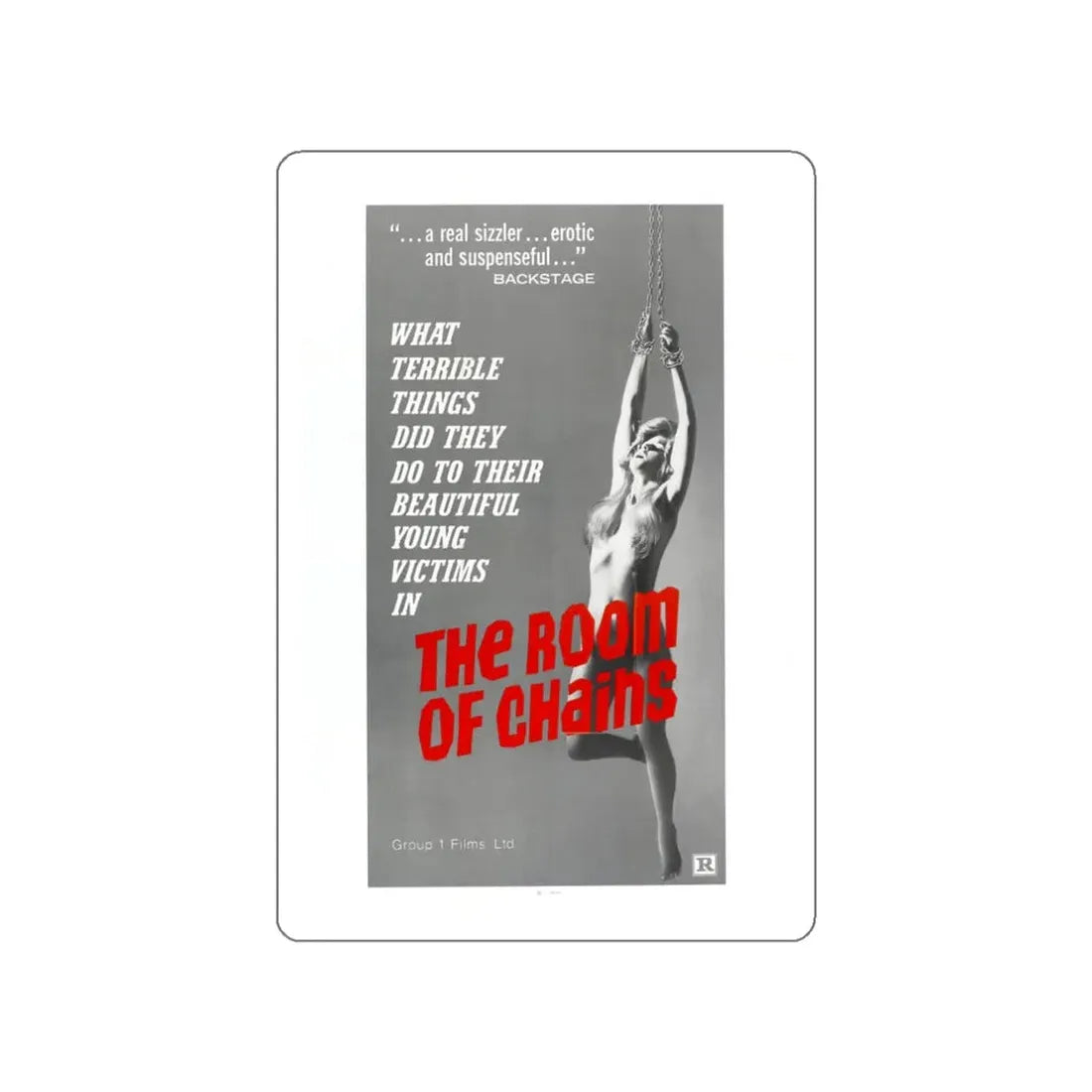 THE ROOM OF CHAINS 1970 Movie Poster STICKER Vinyl Die-Cut Decal 3 Inch - The Sticker Space