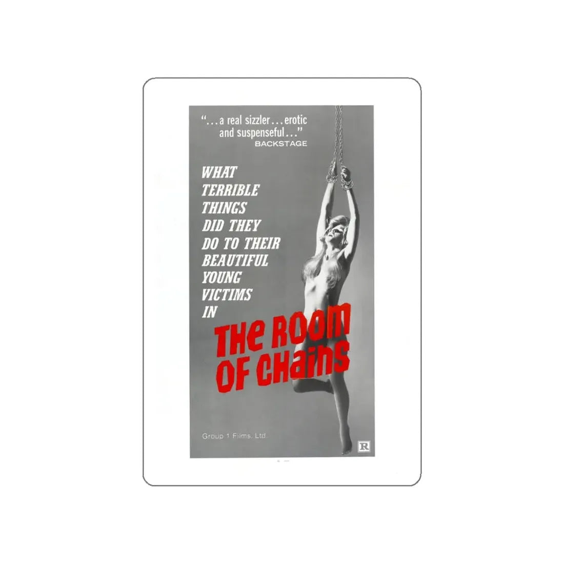 THE ROOM OF CHAINS 1970 Movie Poster STICKER Vinyl Die-Cut Decal 6 Inch - The Sticker Space