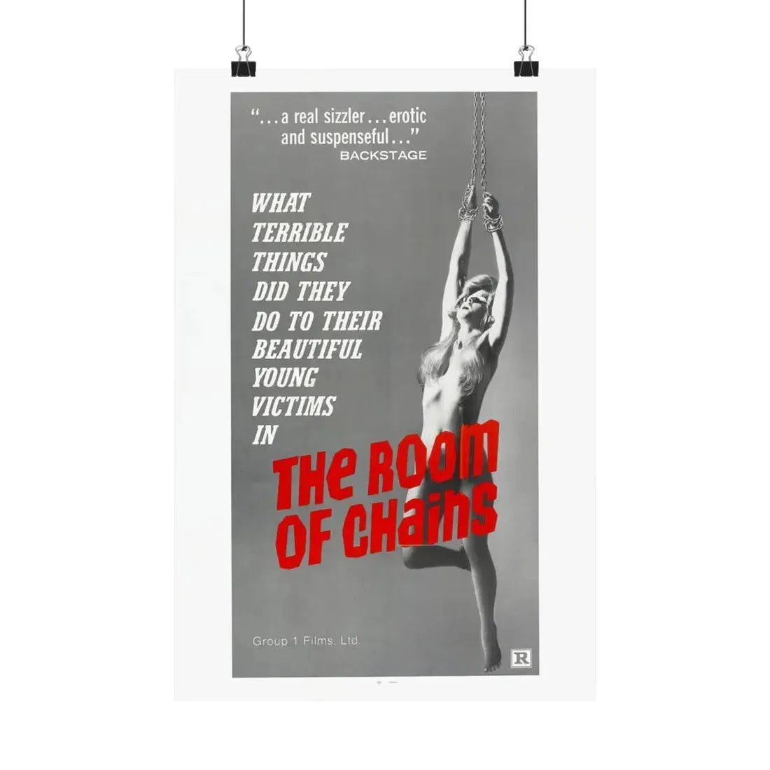 THE ROOM OF CHAINS 1970 - Paper Movie Poster 12″ x 18″ Matte - The Sticker Space