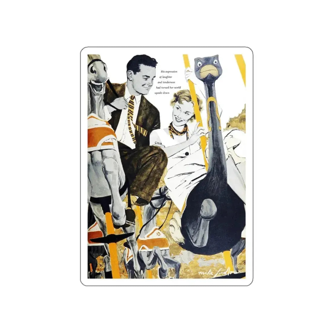 The Roundabout, Woman's Day, June 1955 (Magazine Illustration) STICKER Vinyl Die-Cut Decal White Die-Cut 6 Inch - The Sticker Space