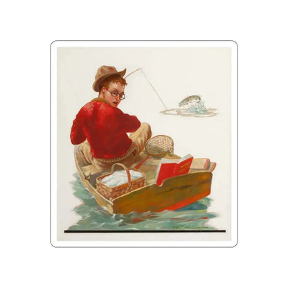 The Runaway Fish, probable fishing magazine cover (Magazine Illustration) STICKER Vinyl Die-Cut Decal White Die-Cut 4 Inch - The Sticker Space