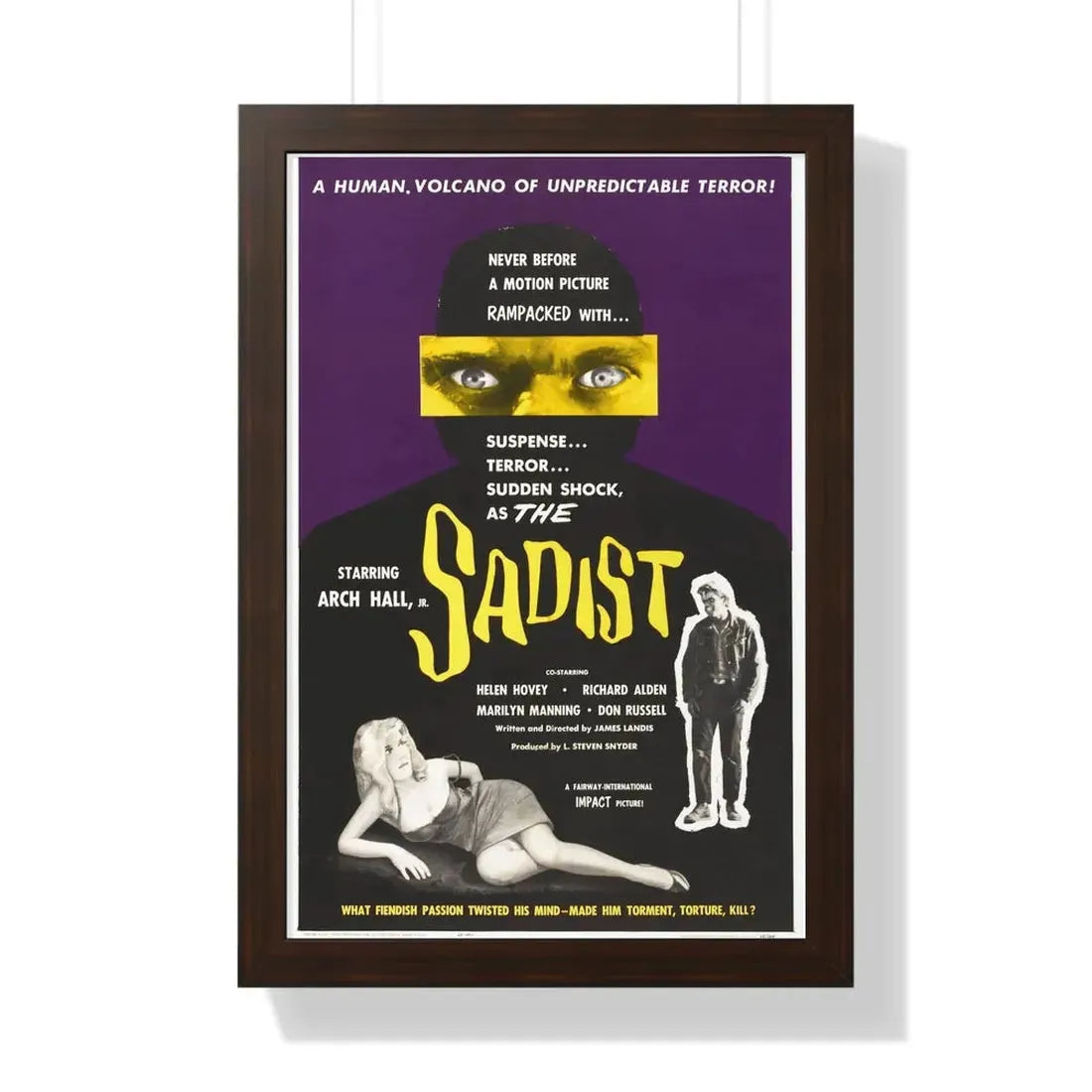 THE SADIST (SWEET BABY CHARLIE) 1963 - Framed Movie Poster 16″ x 24″ Walnut - The Sticker Space