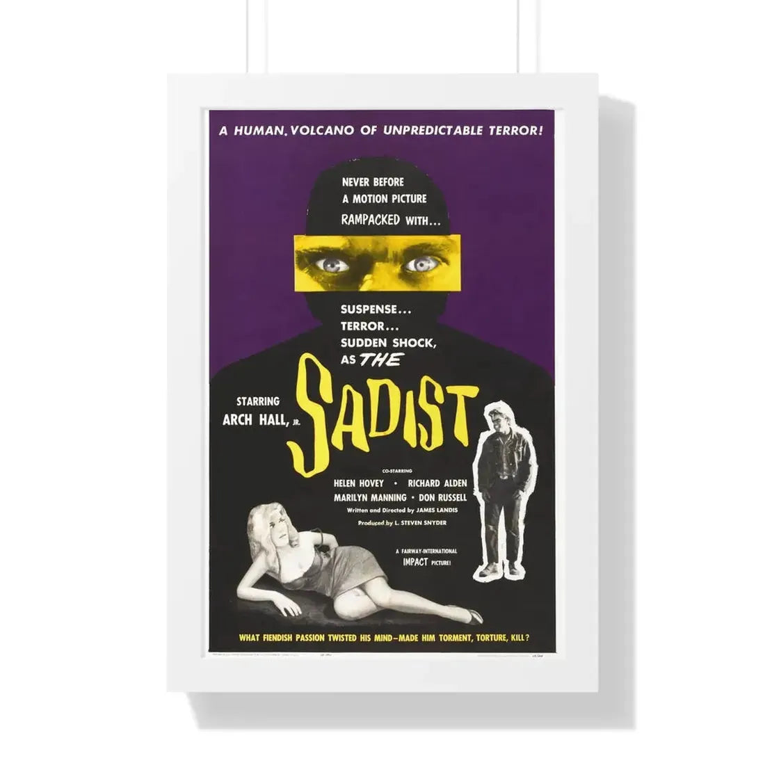 THE SADIST (SWEET BABY CHARLIE) 1963 - Framed Movie Poster 16″ x 24″ White - The Sticker Space