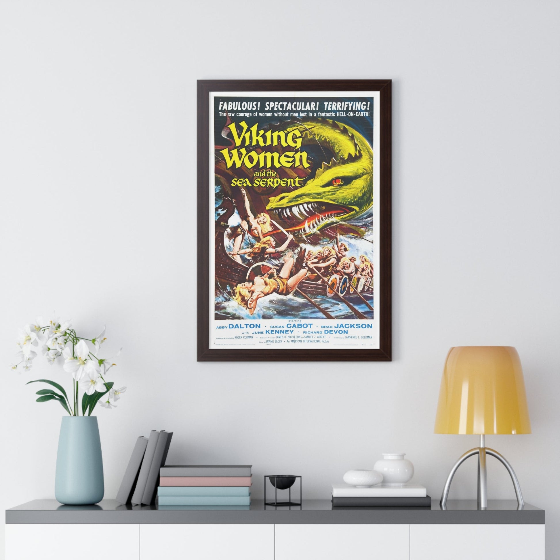 THE SAGA OF THE VIKING WOMEN AND THEIR VOYAGE TO THE WATERS OF THE GREAT SEA SERPENT 1957 - Framed Movie Poster-The Sticker Space