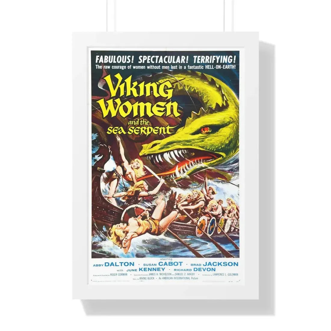 THE SAGA OF THE VIKING WOMEN AND THEIR VOYAGE TO THE WATERS OF THE GREAT SEA SERPENT 1957 - Framed Movie Poster 16″ x 24″ White - The Sticker Space