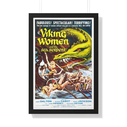 THE SAGA OF THE VIKING WOMEN AND THEIR VOYAGE TO THE WATERS OF THE GREAT SEA SERPENT 1957 - Framed Movie Poster 20" x 30" Black - The Sticker Space