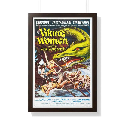 THE SAGA OF THE VIKING WOMEN AND THEIR VOYAGE TO THE WATERS OF THE GREAT SEA SERPENT 1957 - Framed Movie Poster 20" x 30" Walnut - The Sticker Space