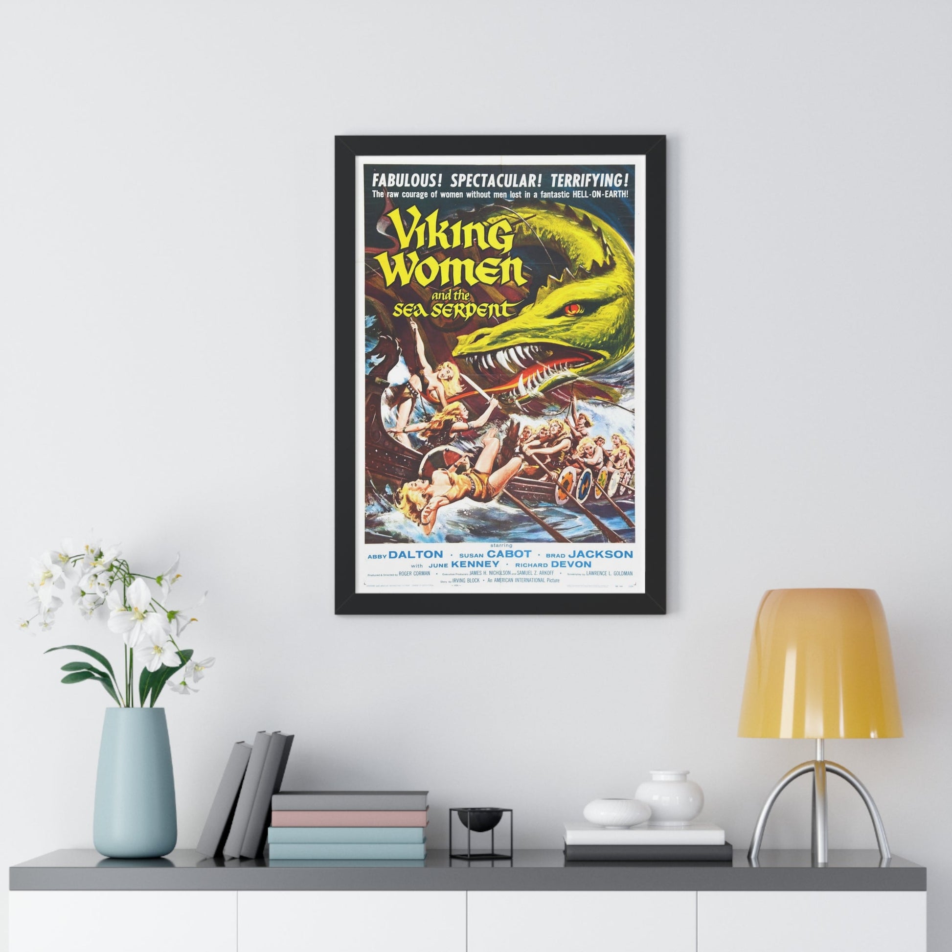 THE SAGA OF THE VIKING WOMEN AND THEIR VOYAGE TO THE WATERS OF THE GREAT SEA SERPENT 1957 - Framed Movie Poster-The Sticker Space