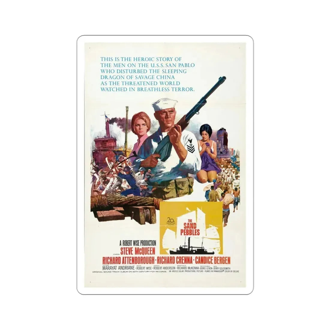 The Sand Pebbles 1966 Movie Poster STICKER Vinyl Die-Cut Decal 3 Inch - The Sticker Space
