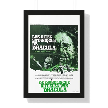 THE SATANIC RITES OF DRACULA (DUTCH) 1973 - Framed Movie Poster 16″ x 24″ Black - The Sticker Space