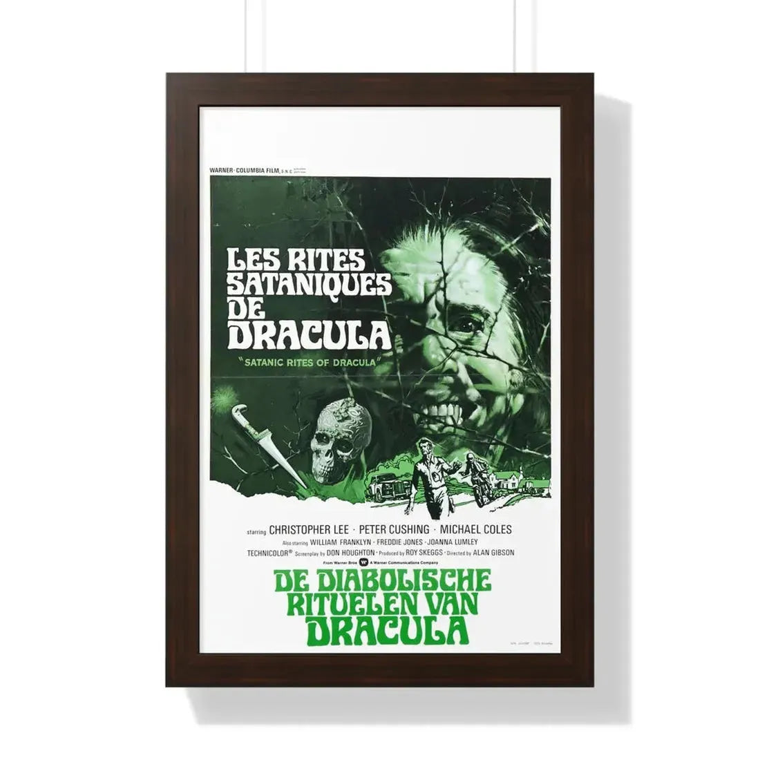 THE SATANIC RITES OF DRACULA (DUTCH) 1973 - Framed Movie Poster 16″ x 24″ Walnut - The Sticker Space