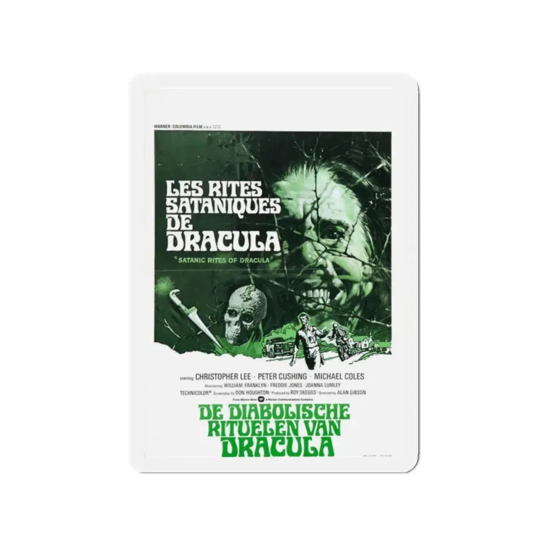 THE SATANIC RITES OF DRACULA (DUTCH) 1973 Movie Poster - Refrigerator Magnet 2 Inch Die-Cut - The Sticker Space
