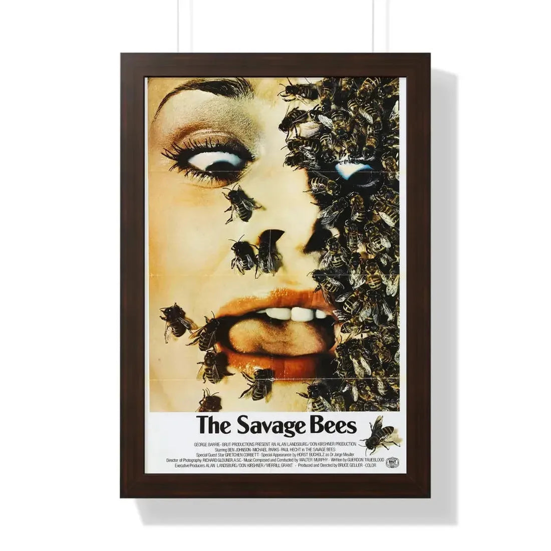 THE SAVAGE BEES 1976 - Framed Movie Poster 16″ x 24″ Walnut - The Sticker Space