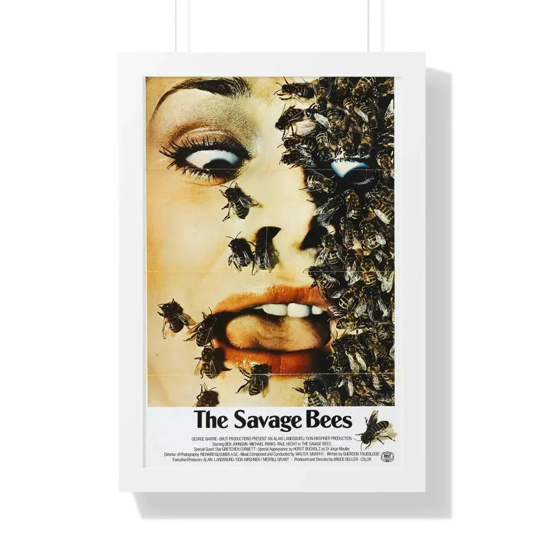 THE SAVAGE BEES 1976 - Framed Movie Poster 16″ x 24″ White - The Sticker Space