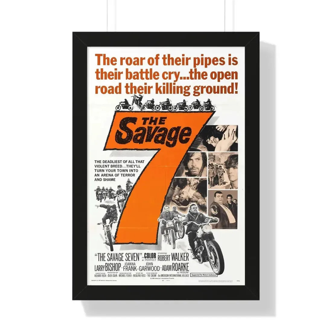 THE SAVAGE SEVEN 1968 - Framed Movie Poster 16″ x 24″ Black - The Sticker Space