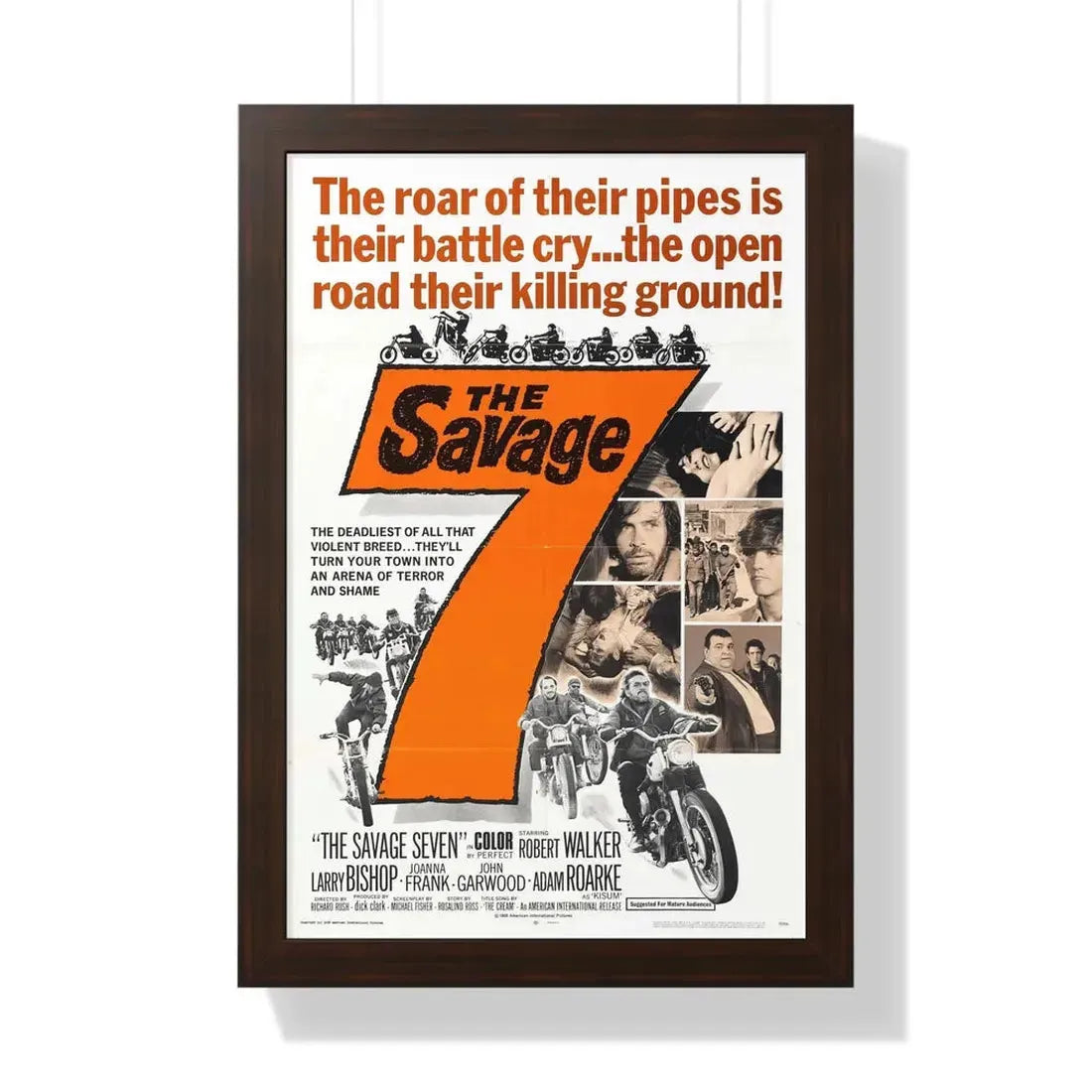 THE SAVAGE SEVEN 1968 - Framed Movie Poster 16″ x 24″ Walnut - The Sticker Space
