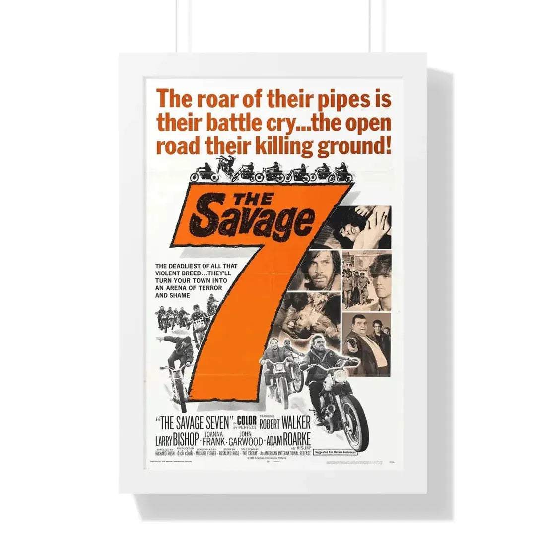 THE SAVAGE SEVEN 1968 - Framed Movie Poster 16″ x 24″ White - The Sticker Space