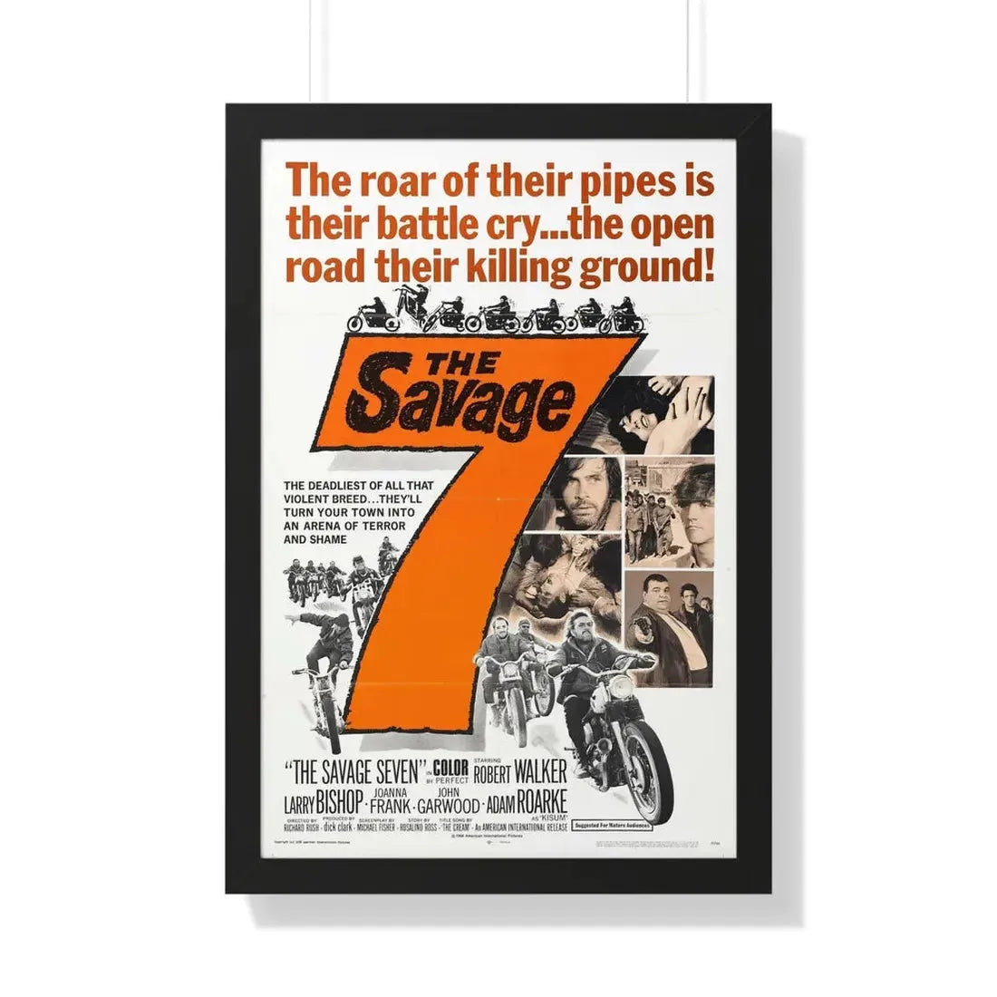 THE SAVAGE SEVEN 1968 - Framed Movie Poster 20" x 30" Black - The Sticker Space