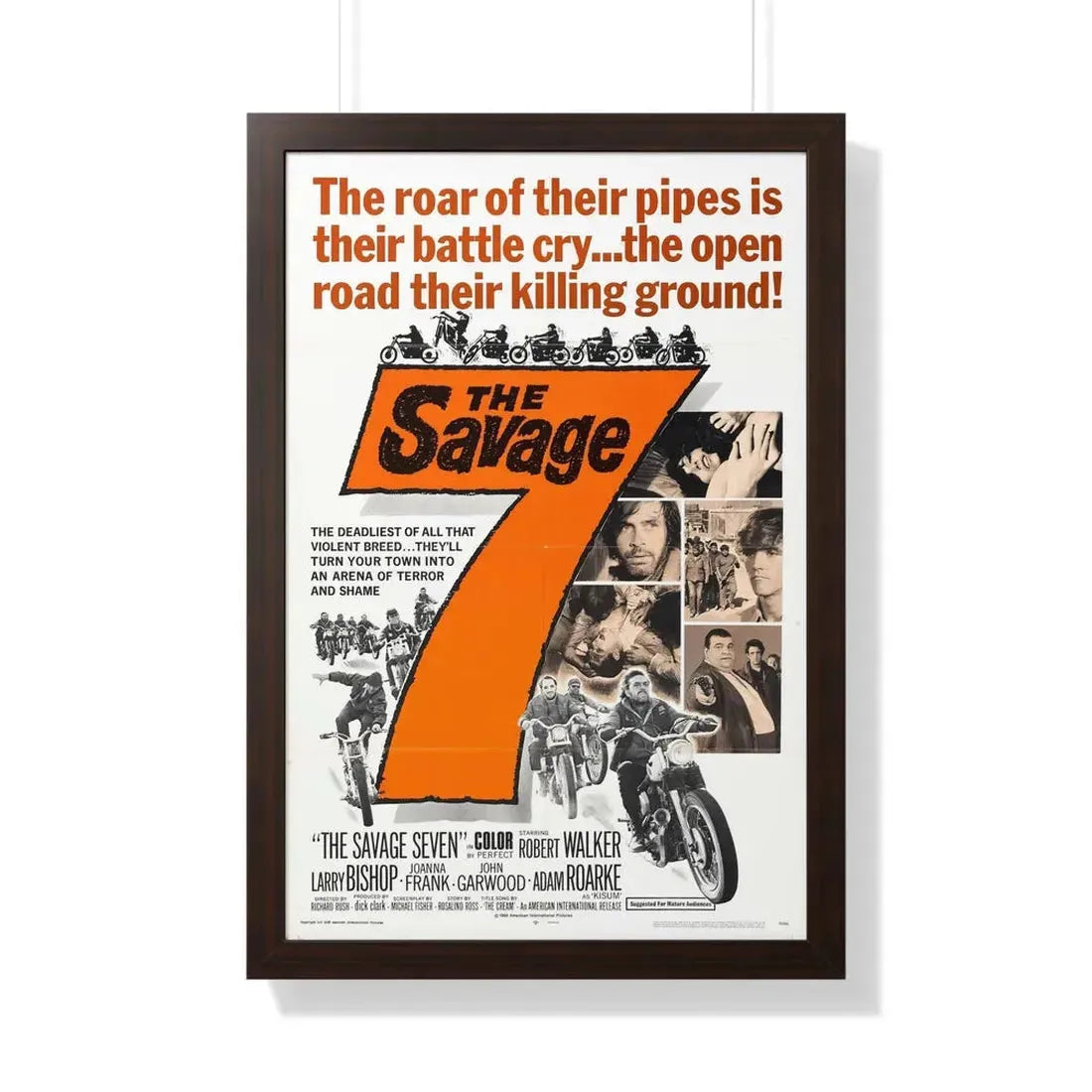 THE SAVAGE SEVEN 1968 - Framed Movie Poster 20" x 30" Walnut - The Sticker Space