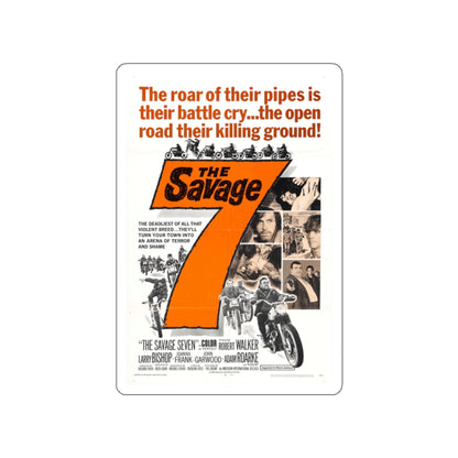 THE SAVAGE SEVEN 1968 Movie Poster STICKER Vinyl Die-Cut Decal-White-The Sticker Space