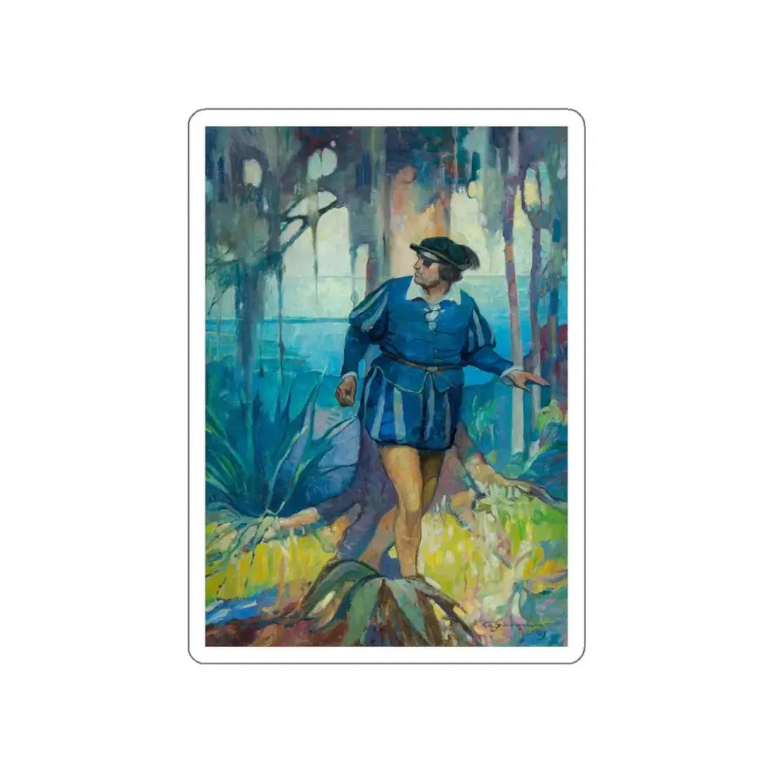 The Scarlet Cockerel interior book illustration, 1931 (Magazine Illustration) STICKER Vinyl Die-Cut Decal White Die-Cut 6 Inch - The Sticker Space