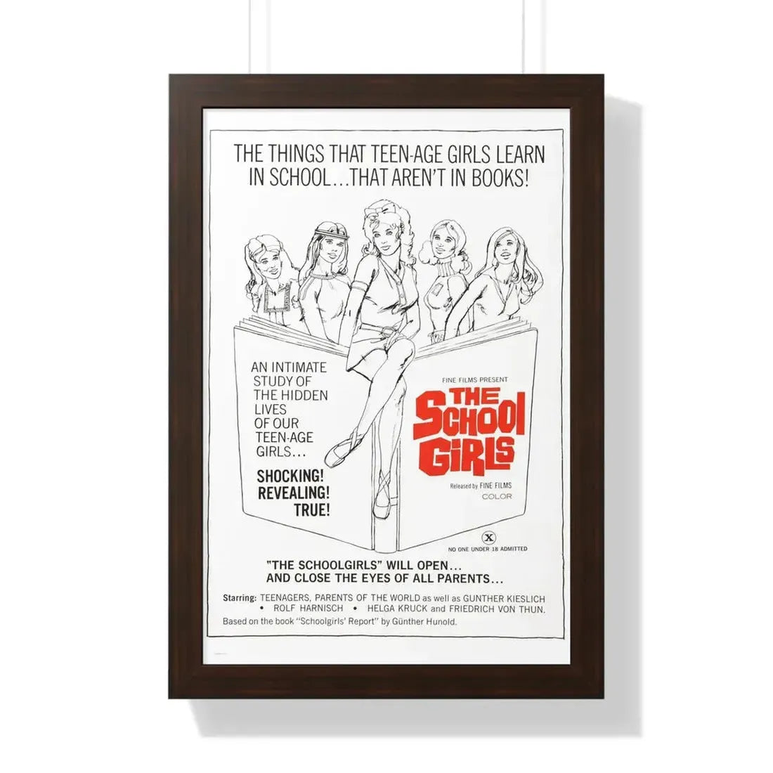 THE SCHOOLGIRLS (SCHOOLGIRL REPORT) 1970 - Framed Movie Poster 16″ x 24″ Walnut - The Sticker Space