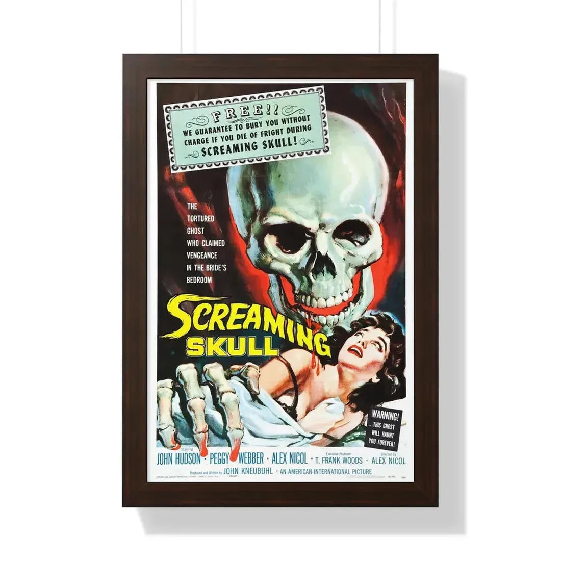 THE SCREAMING SKULL 1958 - Framed Movie Poster 16″ x 24″ Walnut - The Sticker Space