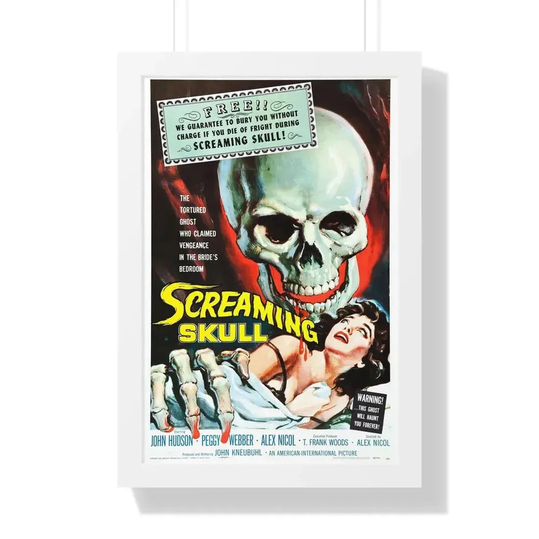 THE SCREAMING SKULL 1958 - Framed Movie Poster 16″ x 24″ White - The Sticker Space