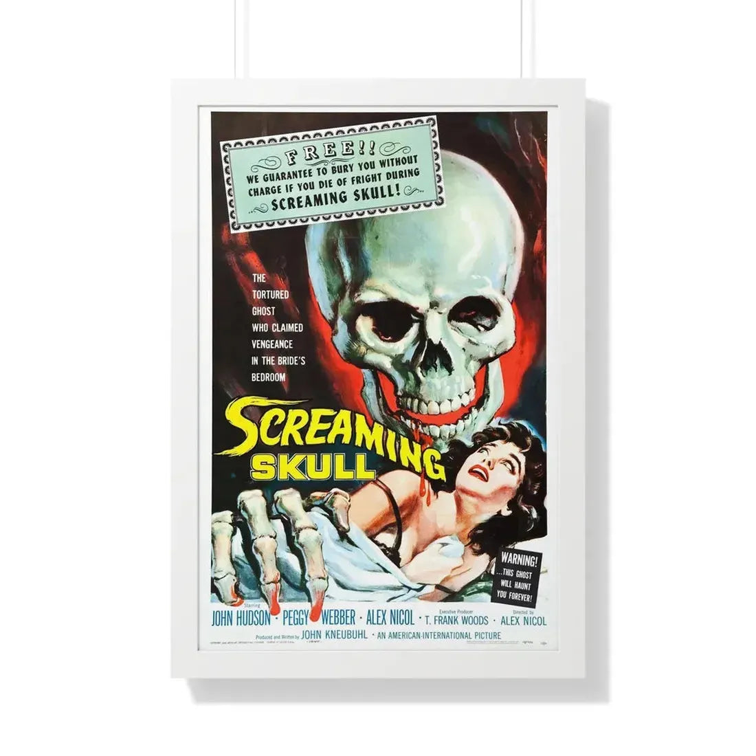 THE SCREAMING SKULL 1958 - Framed Movie Poster 20" x 30" White - The Sticker Space