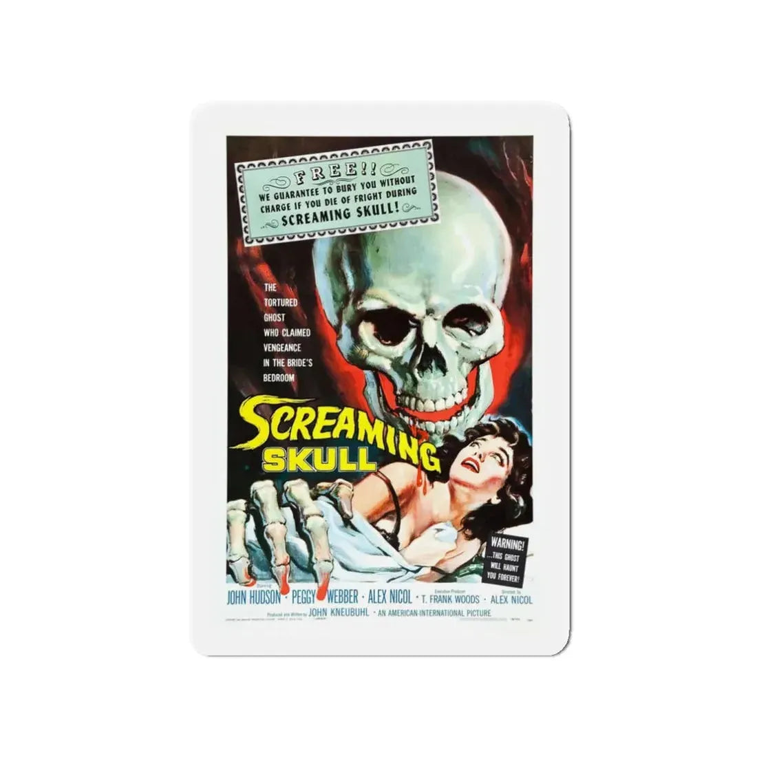 THE SCREAMING SKULL 1958 Movie Poster - Refrigerator Magnet 3 Inch - The Sticker Space
