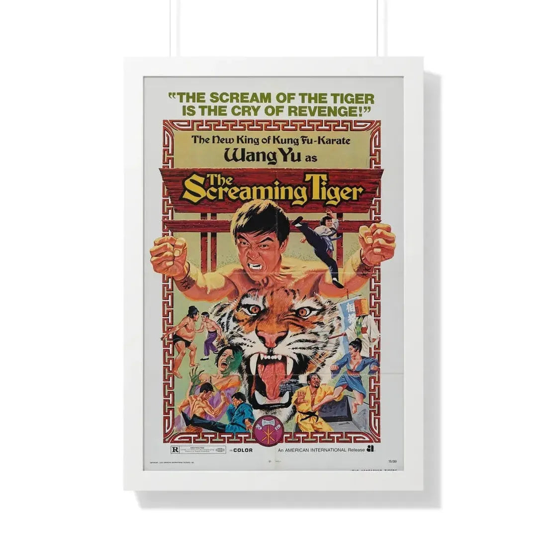 THE SCREAMING TIGER 1972 - Framed Movie Poster 20" x 30" White - The Sticker Space