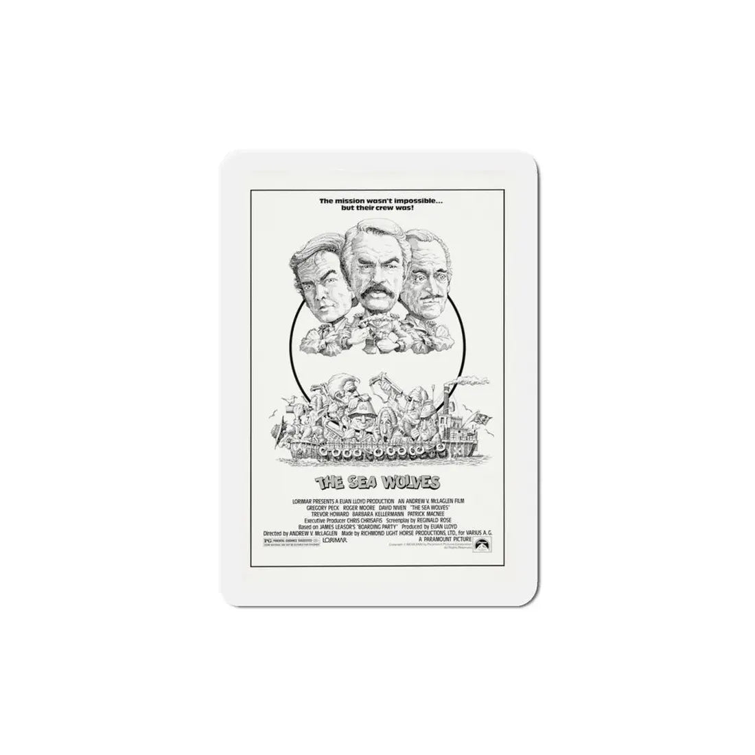 The Sea Wolves 1980 Movie Poster Refrigerator Magnet 4 Inch - The Sticker Space