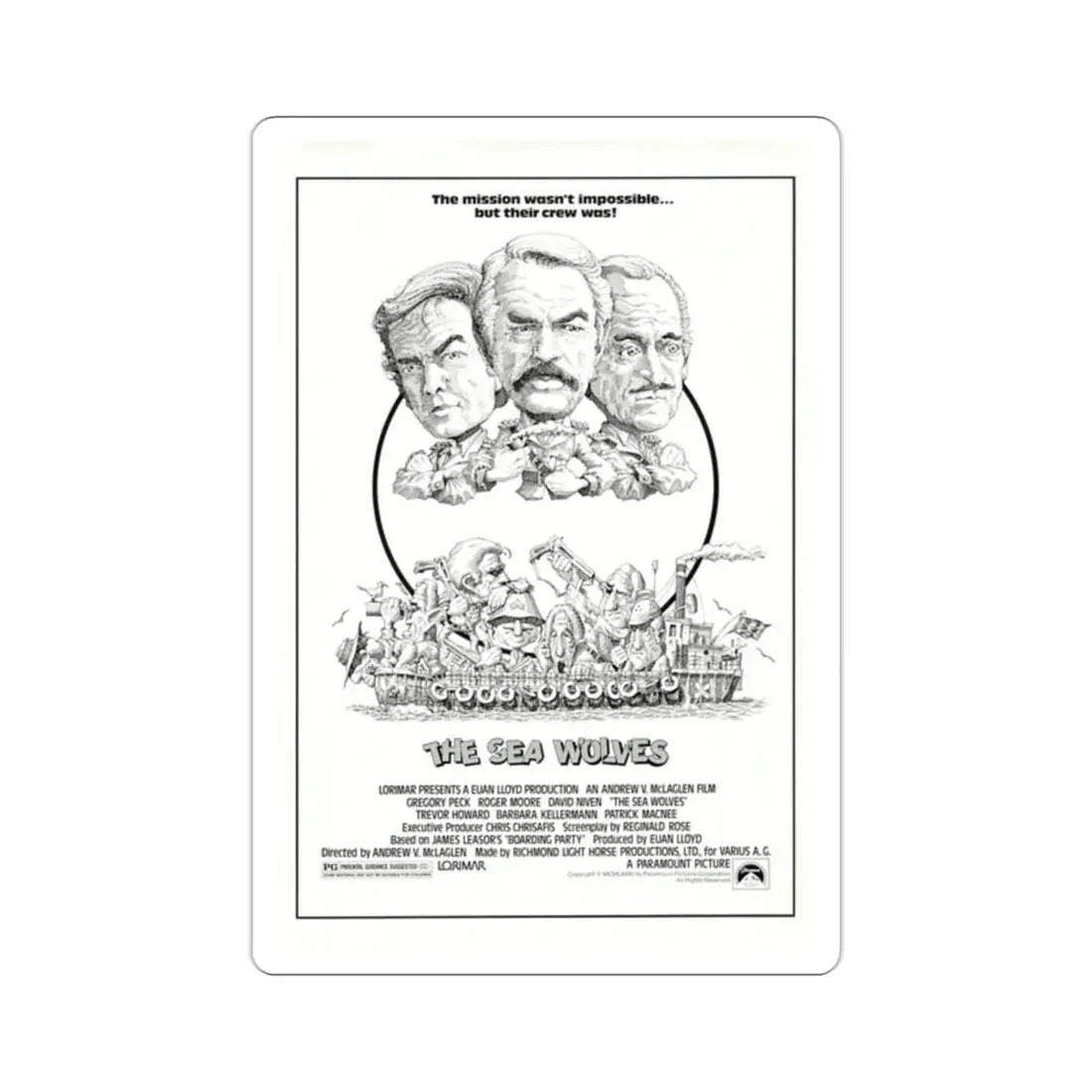 The Sea Wolves 1980 Movie Poster STICKER Vinyl Die-Cut Decal 2 Inch - The Sticker Space
