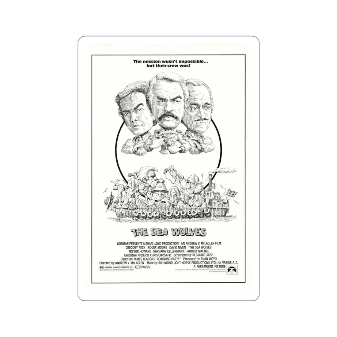 The Sea Wolves 1980 Movie Poster STICKER Vinyl Die-Cut Decal 3 Inch - The Sticker Space